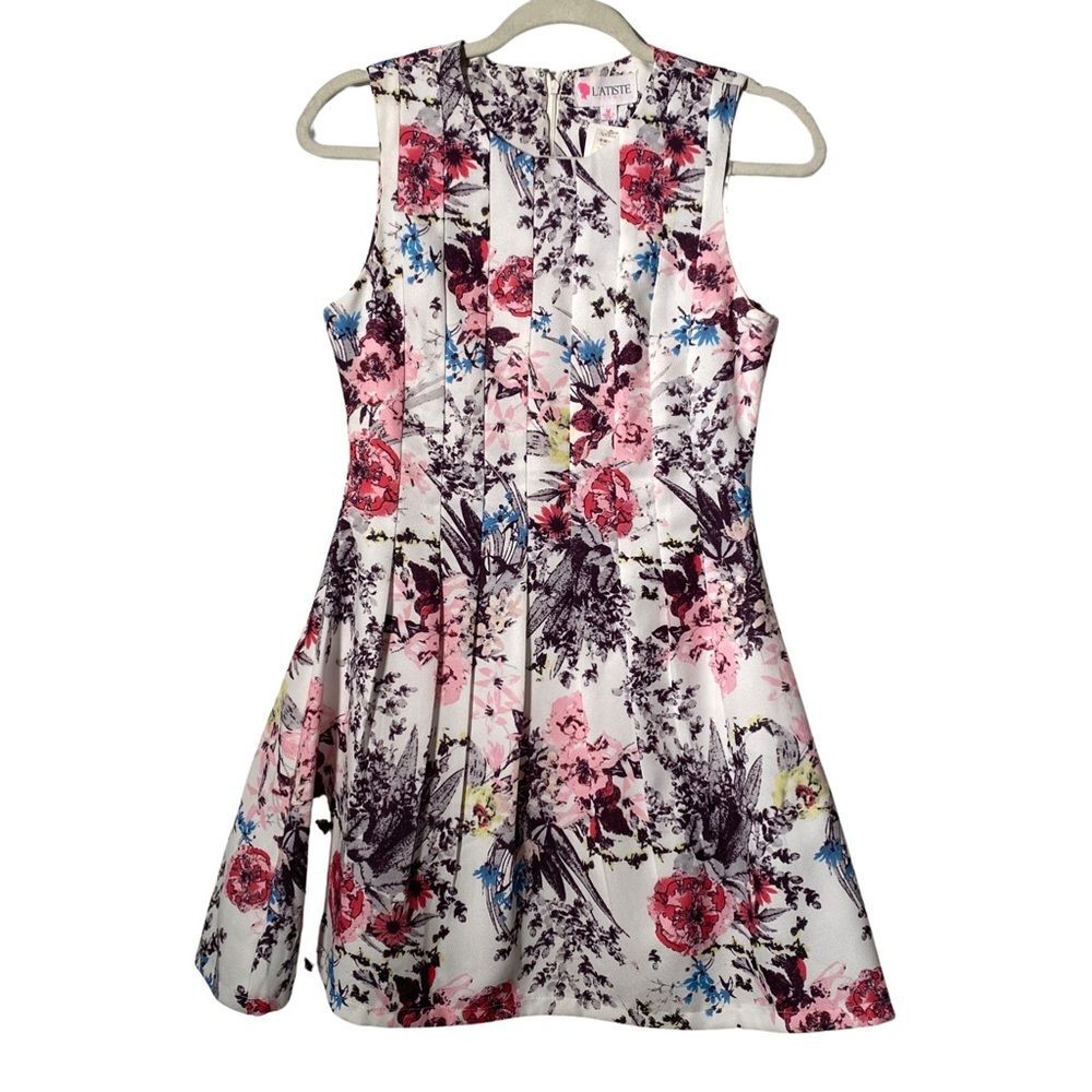 L'Atiste By Amy Floral Fit Flare Dress Garden Party Tea Dress Size M NWT
